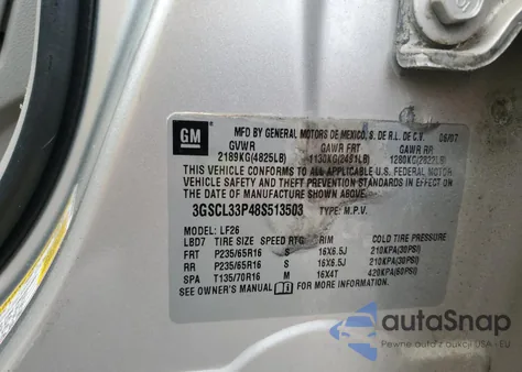 2008 Saturn Vue Xe z USA, uszkodzony, nr VIN 3GSCL33P48S513503